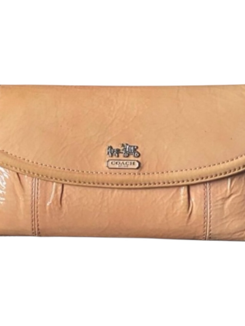 Coach NWT - Peach Patent Leather Checkbook Wallet - Signature Logo